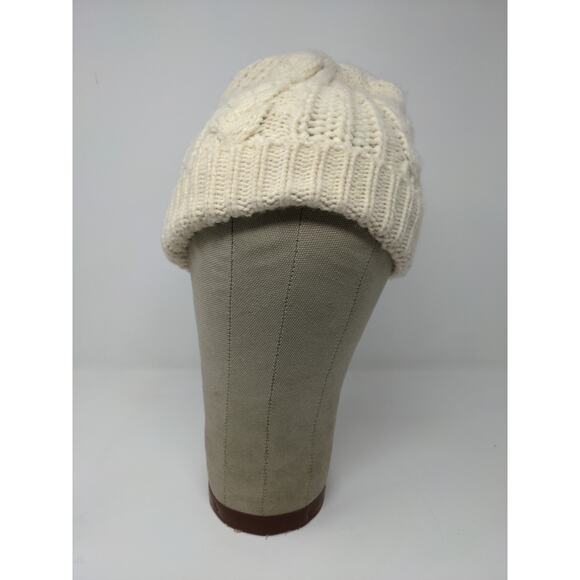 K Accessories Cable Knit Beanie Hat Cream 100% Recycle Material - Picture 2 of 11